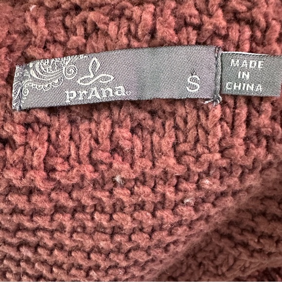prAna Organic Cotton Textured Knit Mock Neck Sweater Small (Fits M) Rust Brown - Picture 5 of 7